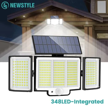 Solar Outdoor Motion Sensor Lights 348/328 LED Security Flood Wall Lamp Remote Control 270° IP65 Waterproof Outdoor Lighting 1