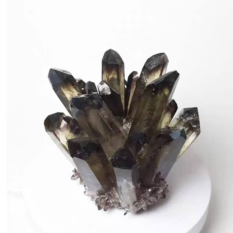 Natural raw ore black crystal cluster, healing rare ore specimens fine crystal ornaments