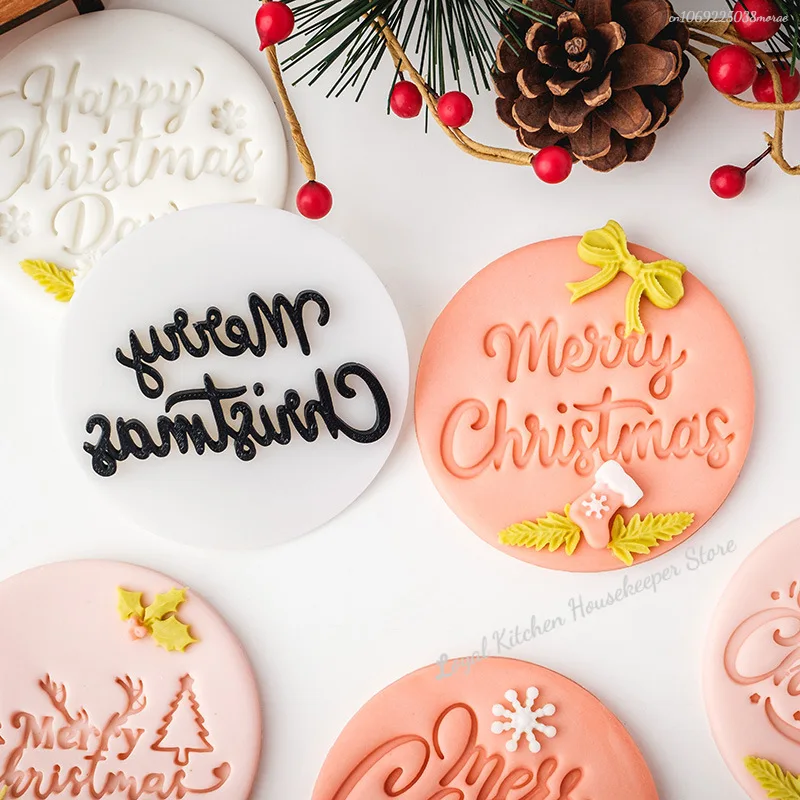 Cookie Cutter Press Christmas Santa Claus Biscuit Mold Plastic Cookie Stamp Confectionery Kitchen Baking Christmas Decorations