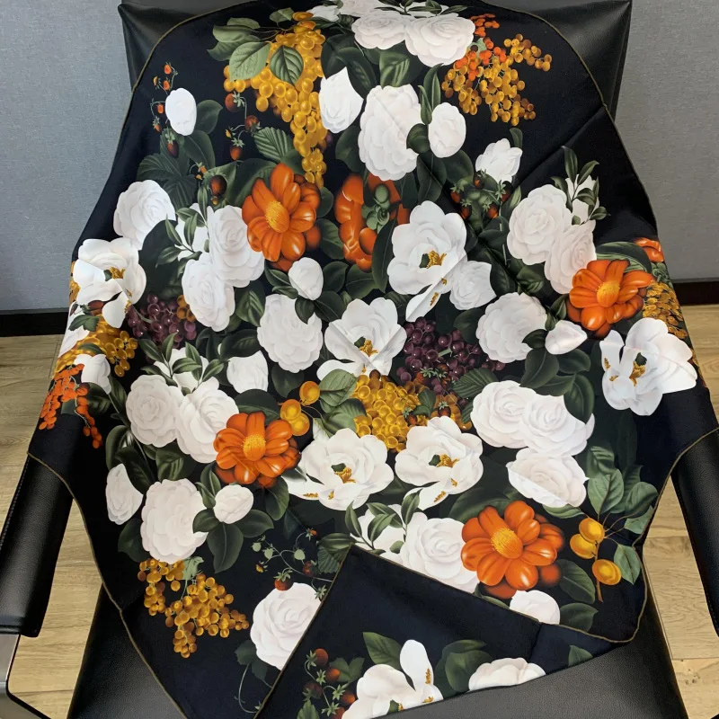 

18 Moomin 100% twill silk scarves square printing mulberry silk Double Side scarf Women Wraps Femme Bandana Hijab Pashmina 90CM