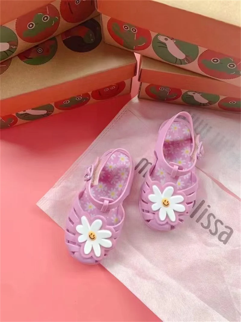 Hot Sale Mini Melissa Children Jelly Shoes Kids Fashion Summer Roma Sandals Girl and Boys Soft Running Beach Shoes HMI082 comfortable sandals child