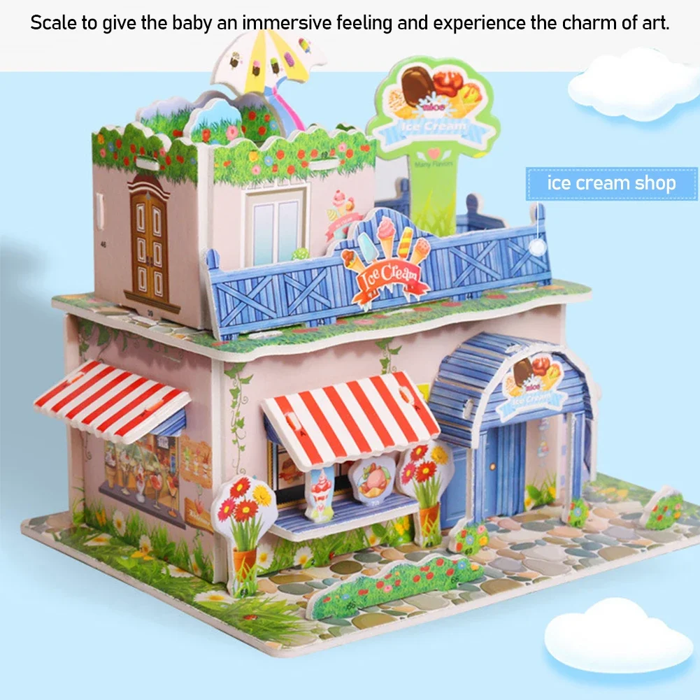 Manual House Simulation Villa Puzzle Castle Building Children DIY 3D Assembled House Toy Fun Puzzle Foam Board For Kids Gift