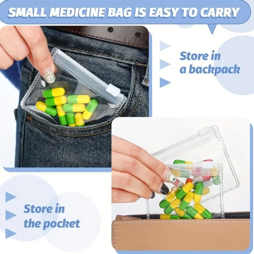 Reusable Self-Sealing White Medicine Bags Zipper Lure Bag Hand Washable with Jewelry Storage and Travel Accessories 5/10/20pcs