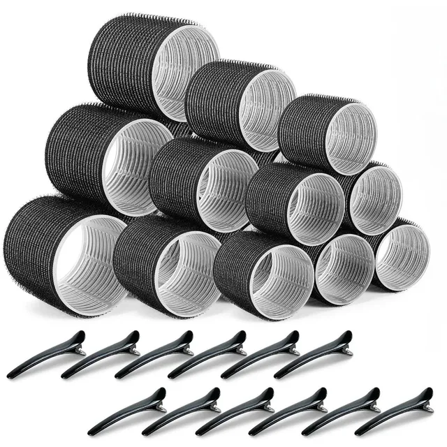 Kit de coiffure sans chaleur, 30 pièces/ensemble, rouleaux auto-agrippants avec 18 rouleaux de cheveux et 12 Clips pour bricolage, facile à utiliser 1