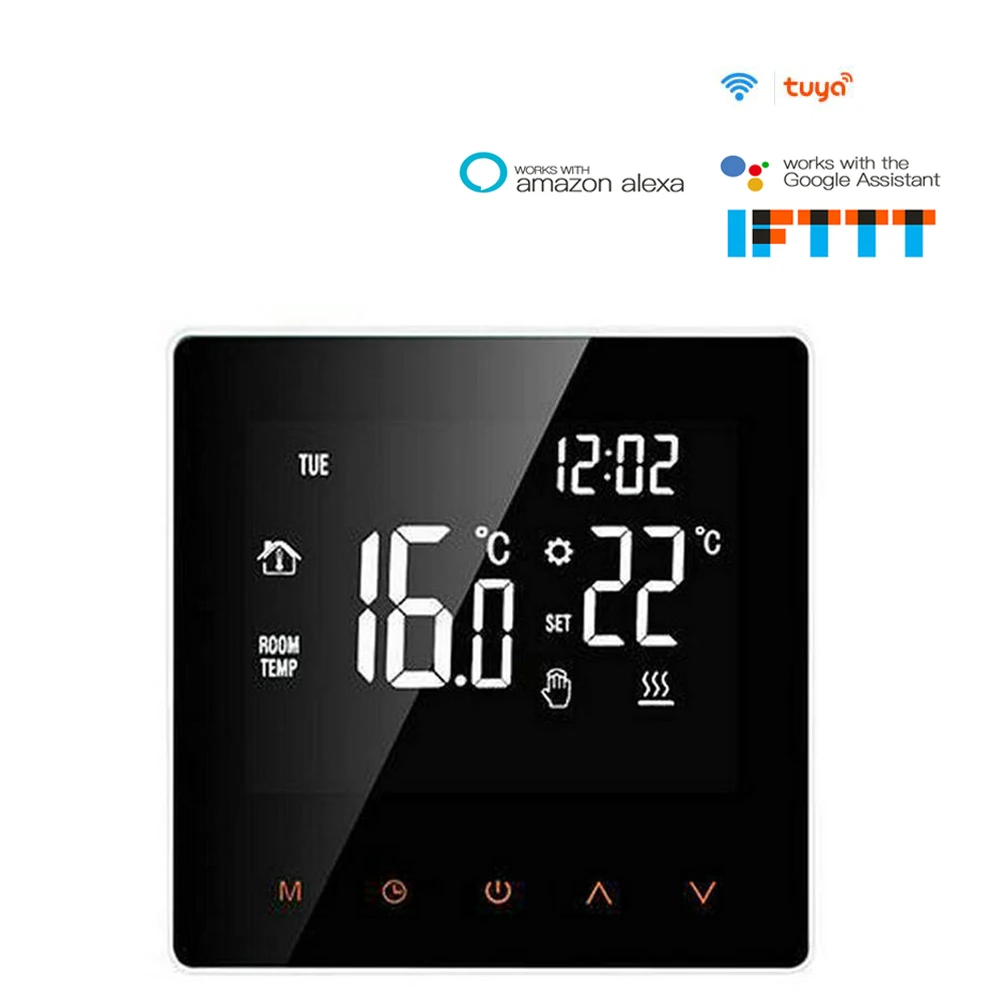 Tuya Smart Wifi Термостат LCD Цифровой сенсорный контроль температуры Электрический пол с подогревом Водяной / газовый котел Пульт дистанционного управления для Google Home, Alexa