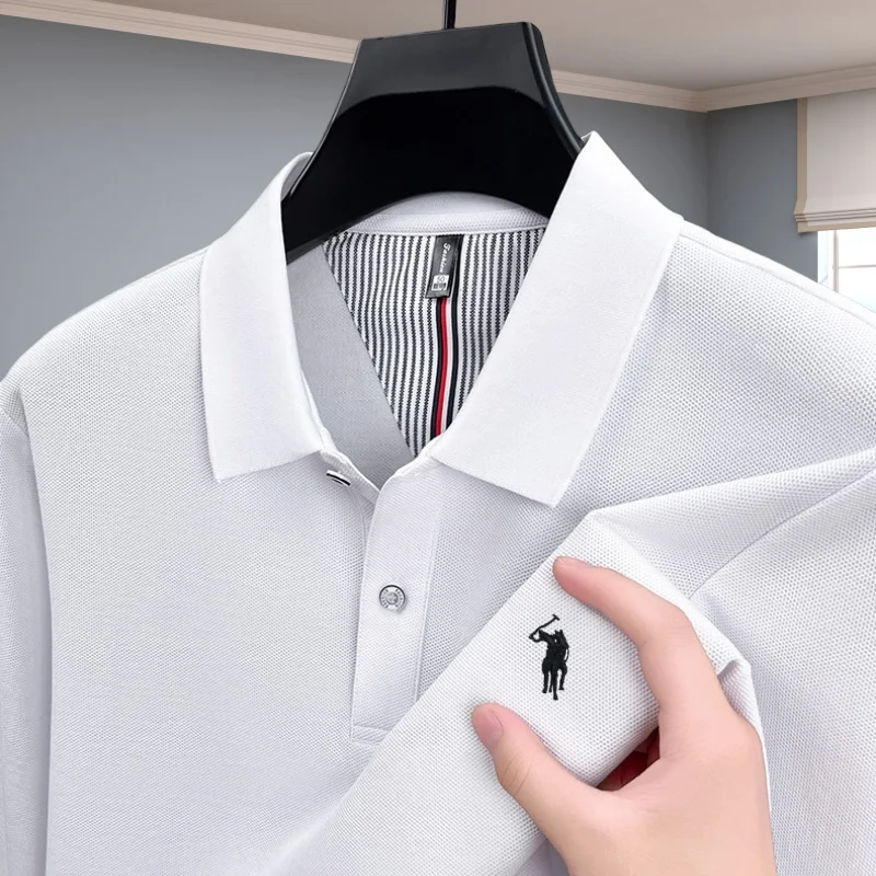 100% cotone alla moda primavera e autunno nuova camicia POLO comoda casual a maniche lunghe da uomo squisita marca pony ricamo top