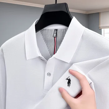 100% cotone alla moda primavera e autunno nuova camicia POLO comoda casual a maniche lunghe da uomo squisita marca pony ricamo top