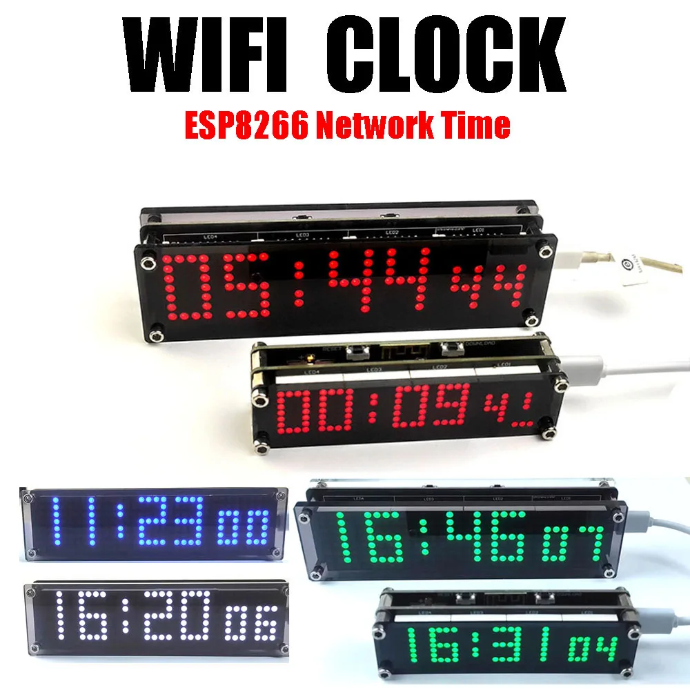 WIFI Clock ESP8266 Network Time Service Digital Display LED Dot Matrix Clock lcd digital clock digital desk clock digital clock digital table clock