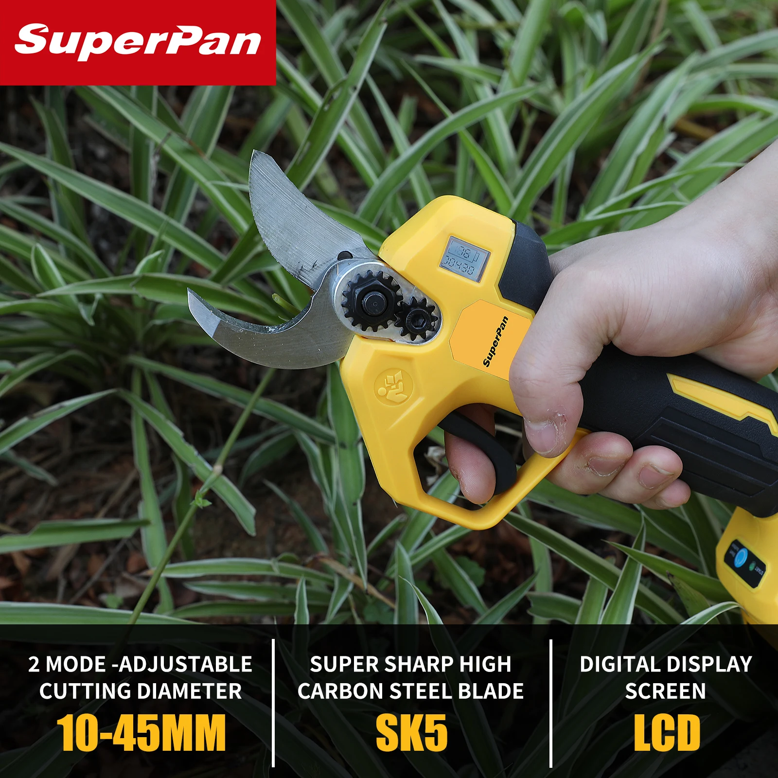 SuperPan PowerTool Pruner 고속 전기 전정기 날카로운 블레이드 가지 절단기 DeWalt 18V 배터리 핀용 효율적인 정원 도구