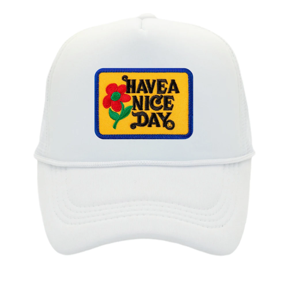 Have A Nice Day Trucker Hat  Embroidered Summer Mom Hat Flower Love Baseball Cap Party Hat Women Mesh Cap Couple Hat Her Gift 4