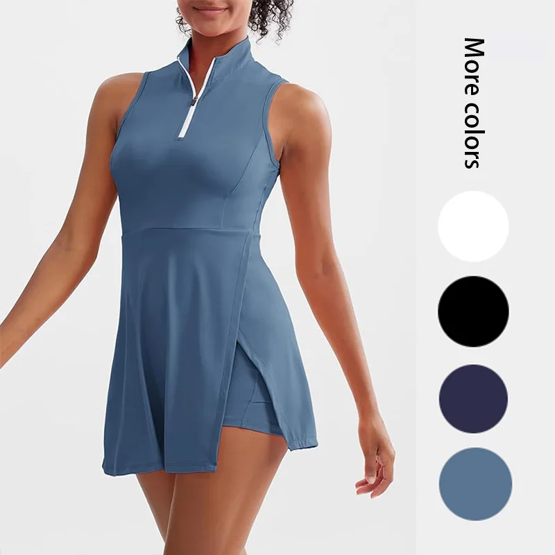 Summer Tennis Women's Dresses With Shorts And Pocket Golf Wear Sport Badminton Clothing Active Wear Sleeveless Tracksuit