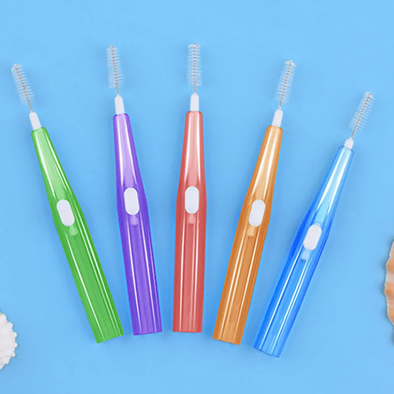10Pcs/set 0.6/0.7/0.8/1/1.2mm Interdental Brush Telescopic I-shaped Oral Interdental Brushes,Oral Hygiene Cleaning Dental Brush