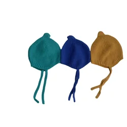 Bonnet en laine avec cache-oreilles pour bébé garçon et fille de 2 à 6 ans, bonnet à manches, automne et hiver