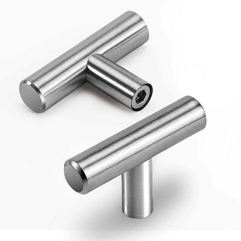 1/10ps Stainless Steel T Bar Round Cabinet Knobs Single Hole Cabinet Pull Handles For Kitchen Closet Bathroom Dresser Drawer