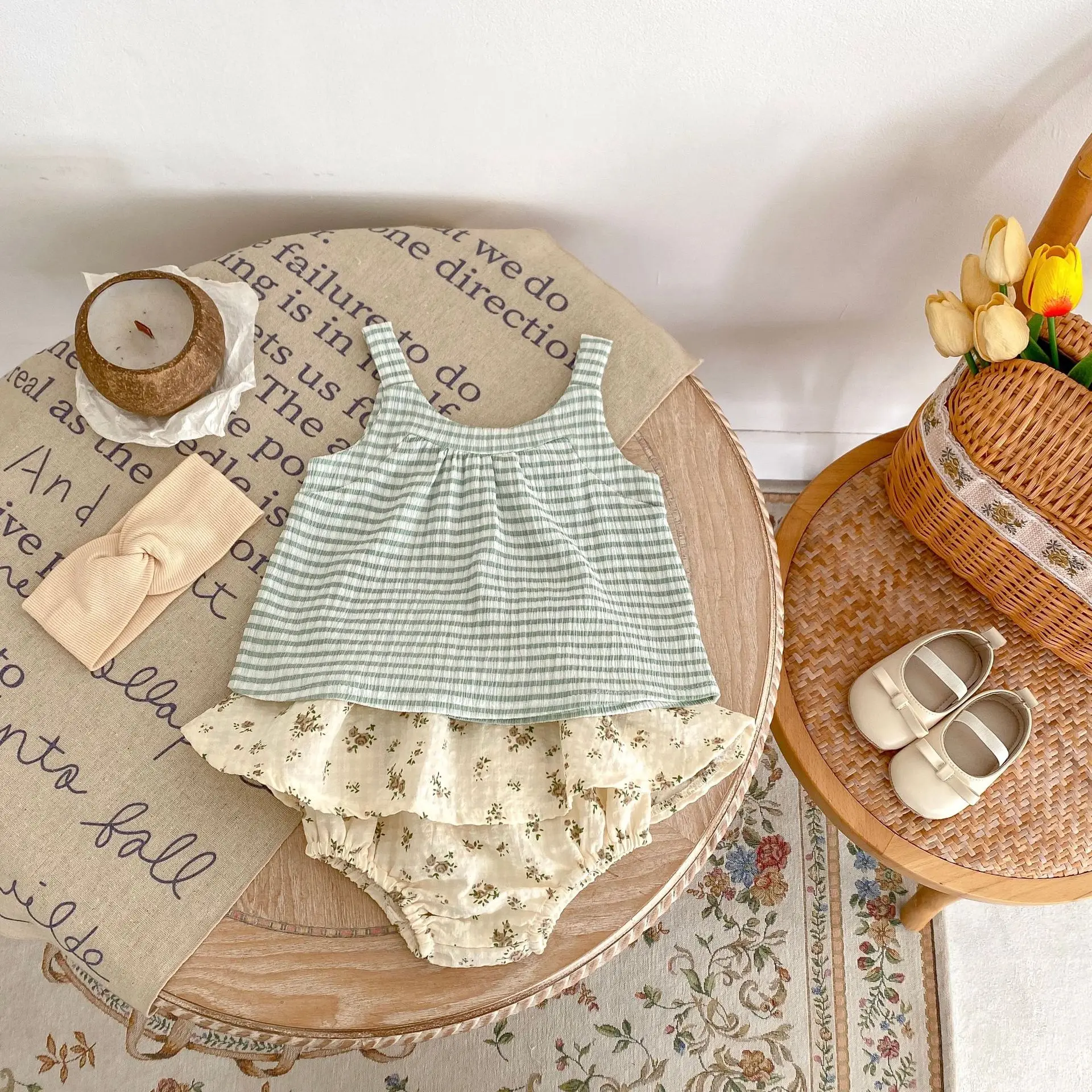 Summer Baby Girls Camisole Floral Bloomers Suit