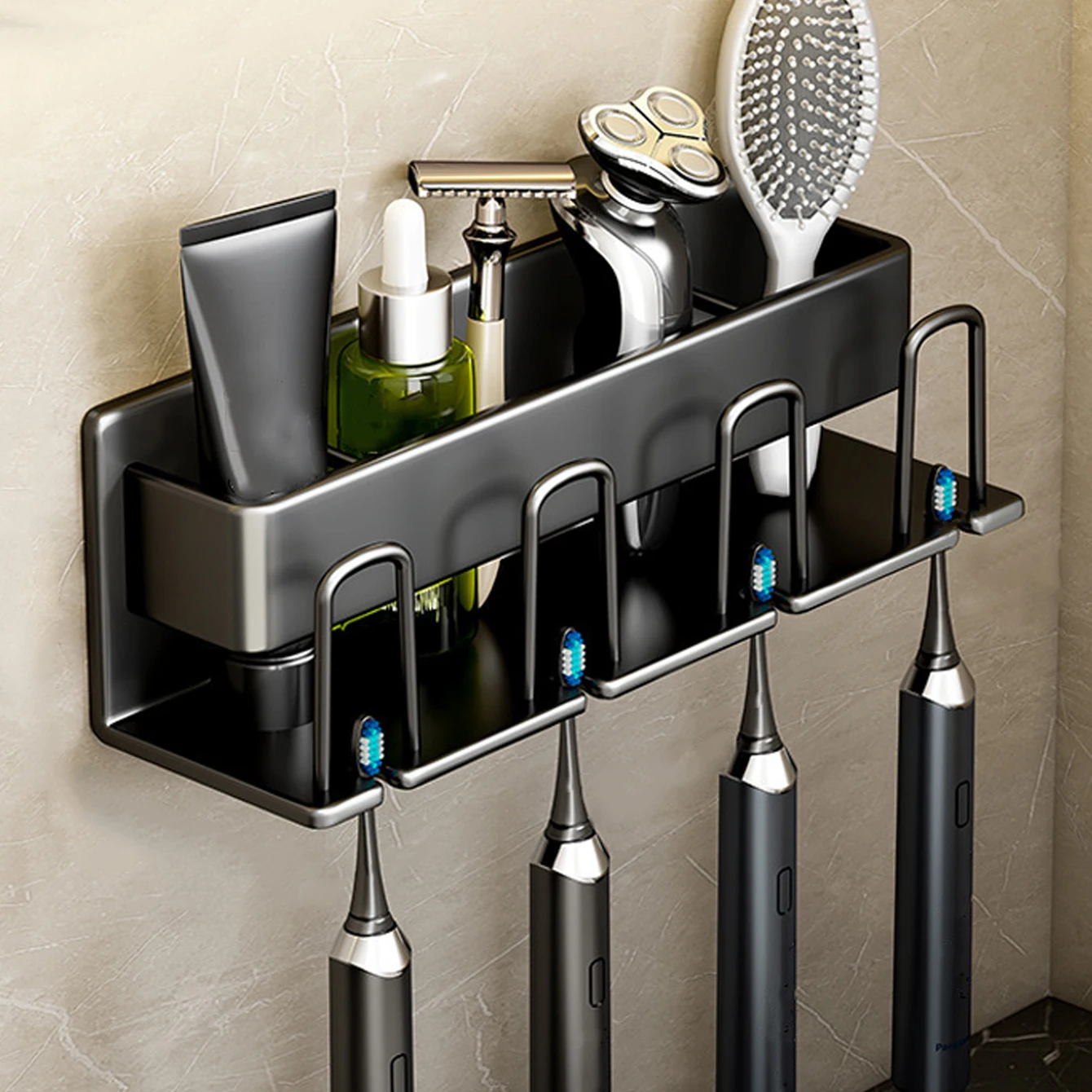 Stainless Steel Family Set Toothbrush Cup Holder Bathroom Toilet Toothbrush Toothpaste Set Storage Rack Cups