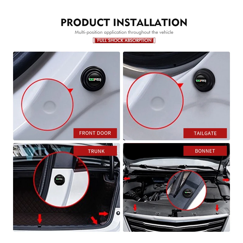 스코다 VRS 옥타비아 2 3 Kamiq MK3 Kodiaq Karoq Superb Fabia용 자동차 문짝 완충기 댐핑 크래시 패드 스티커, 8 개