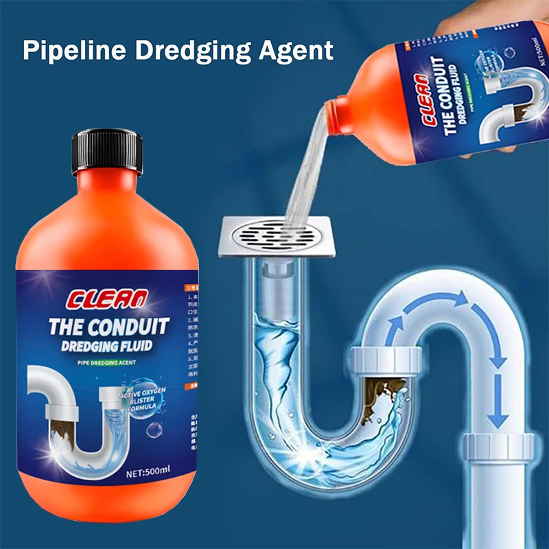 500ml Sink Drain Cleaner Kitchen Toilet Pipeline Dredge Agent For Shower Or Sink Drains, Unclogs And Removes Sources Of Odor