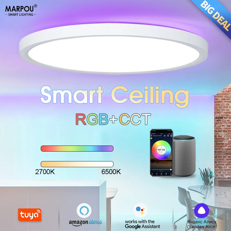

TUYA Smart Ceiling Light Dimming RGB 24W 110V220V WIFI Bluetooth Voice Function Alexa Google Home IFTTT Bedroom Living Room Bar