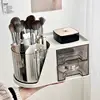 2 in 1 Rotating Base Makeup Organizer Large Capacity Cosmetic Brush Holder Desktop Sundries Jewelry Nail Polish Storage Box 2
