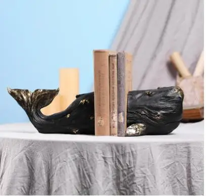 

Gold Plated Whale Bookends Library Bookshelf Resin Crafts Ornaments Whale Sculpture Desk Decoration Room Aesthetics Decor
