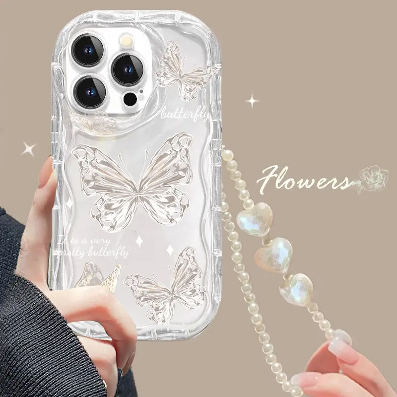 Butterfly Flower Chain Decorative Soft Case Cover