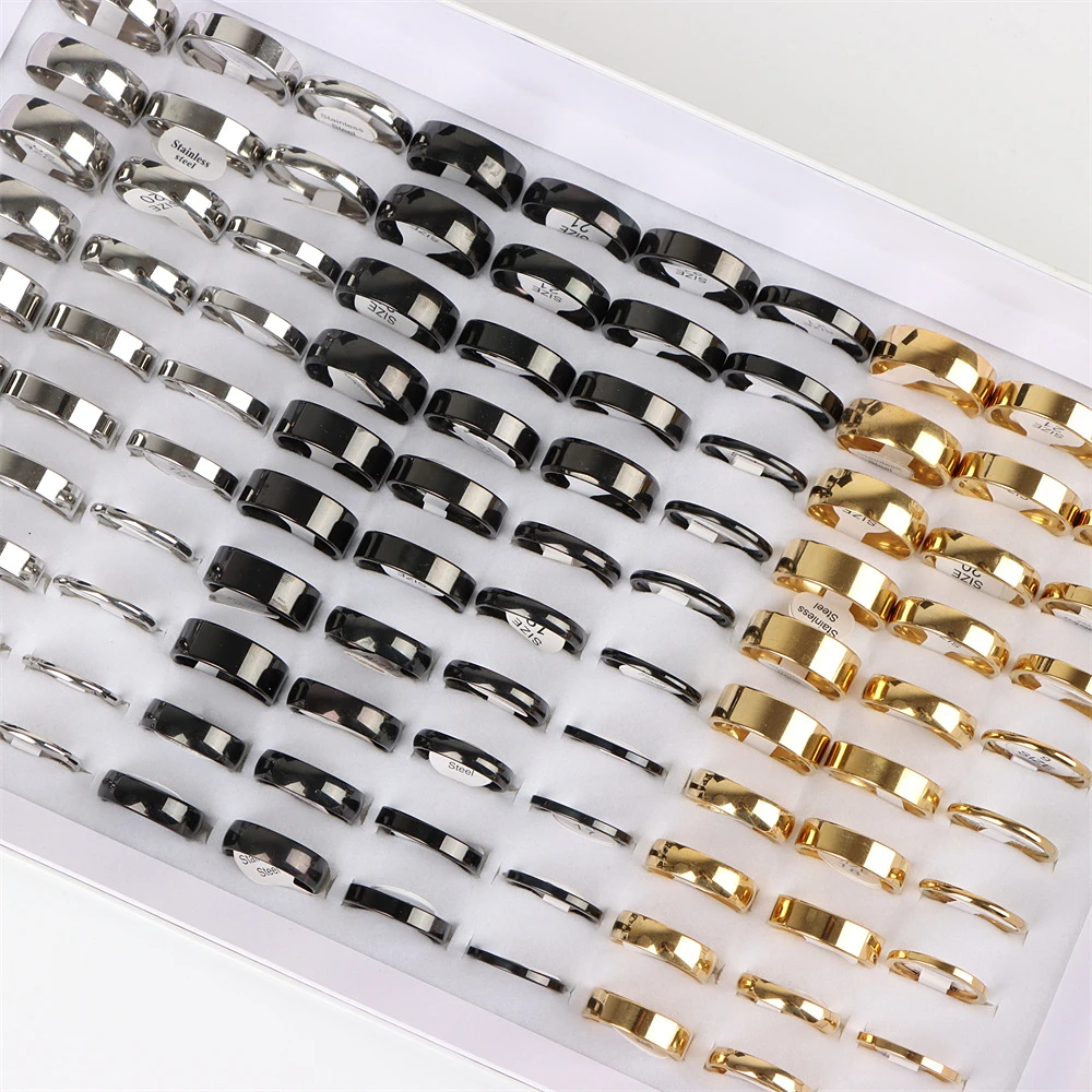 10pcs/lot Multicolor Smooth Stainless Steel Polishing Rings Width 2mm-8mm for Women Men stainless steel ring,finger ring