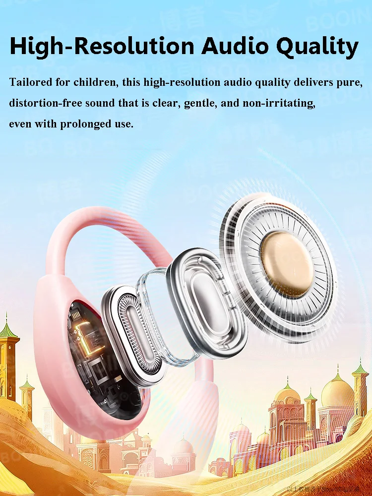 Kids Air Conduction Wireless Headphones Open Ear Bluetooth 5.4 Stereo Music Headset with Microphone Touch Control Earphones