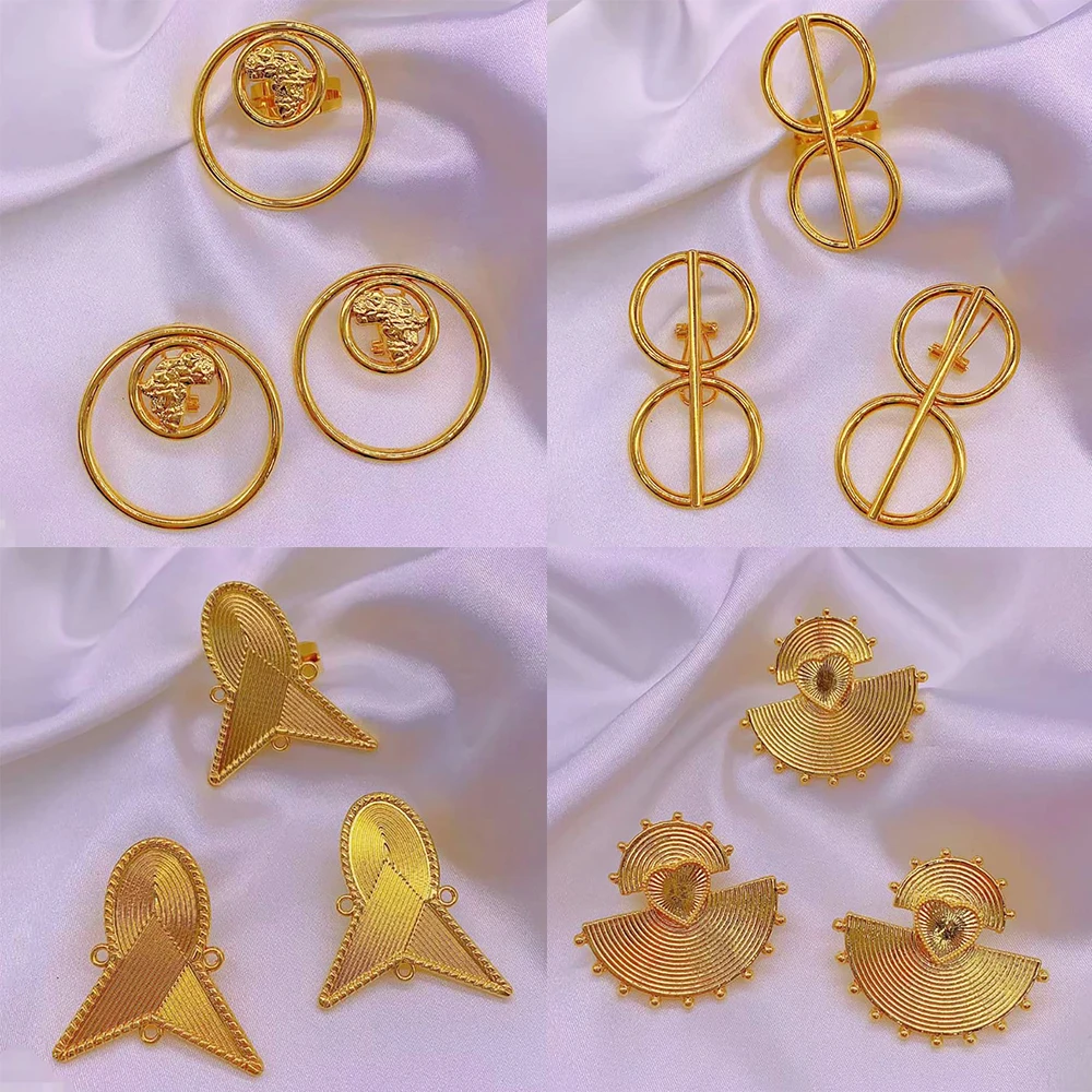 4Sets Earrings Rings Set Fashion Gold Plated Jewelry Sets for Women Ladies African Bridal Dubai Wedding 2pcs Jewelry Accessories