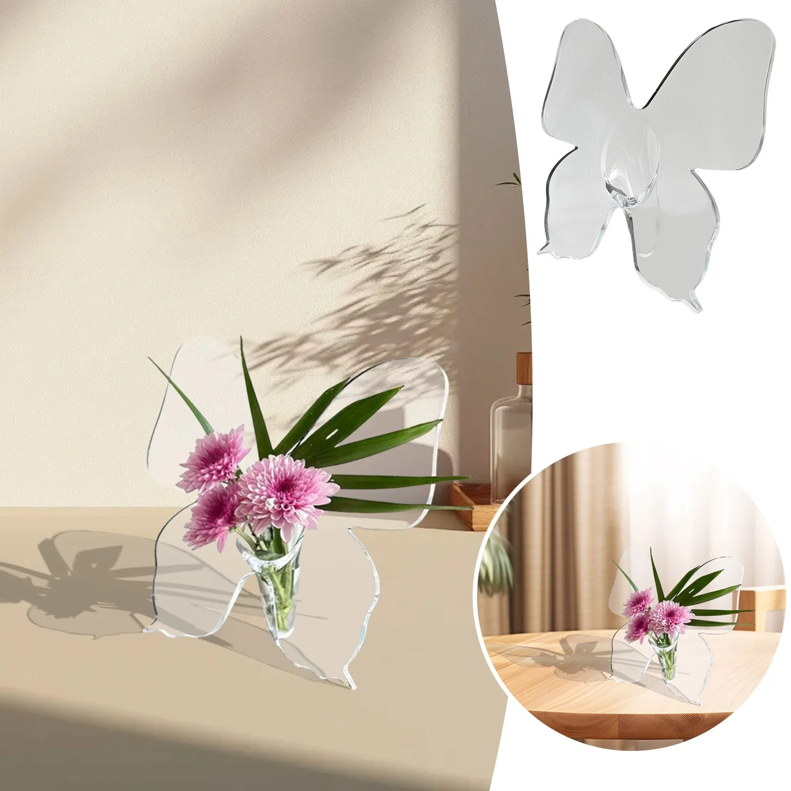 Glass Christmas Ornament Transparent Acrylic Butterfly Frame Vase Transparent Acrylic Butterfly Vase Garden Figurines Solar 2