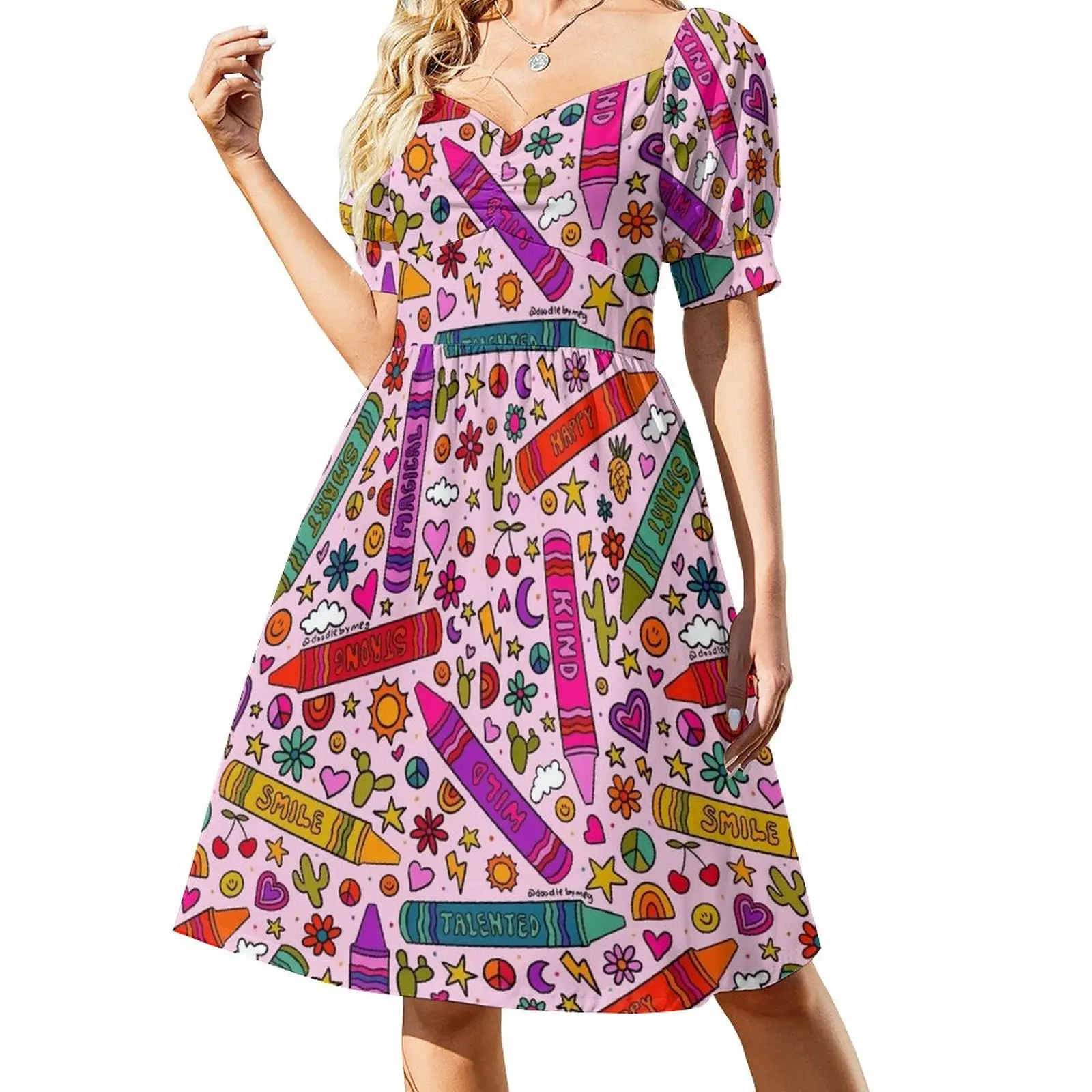 

Crayon Print Dress long dresses for women elegant dresses plus sizes Prom gown long sleeve dresses