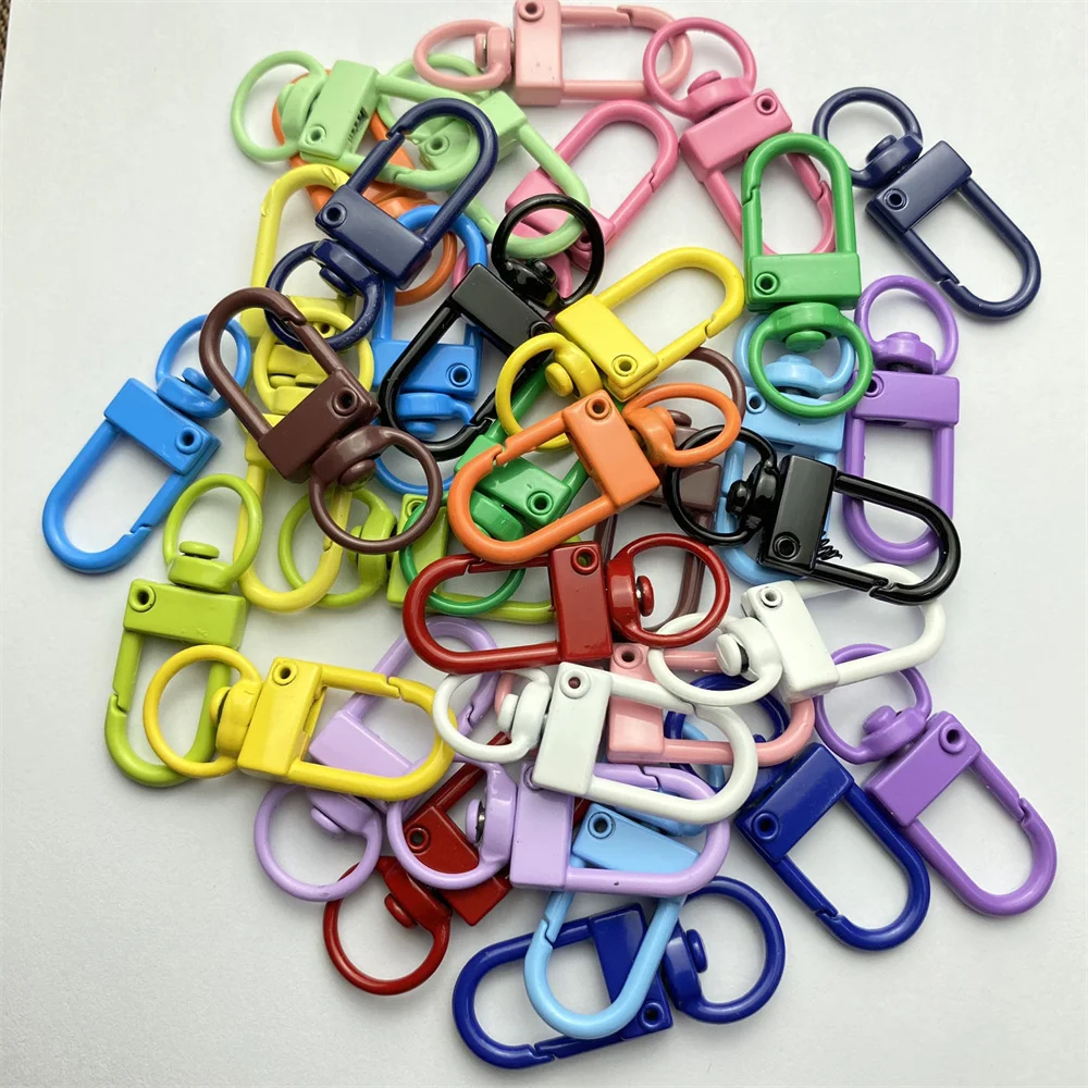 20/50pcs 다채로운 Carabiner 걸쇠 열쇠 고리 회전 열쇠 고리 DIY 열쇠 고리 가방 액세서리에 대 한 금속 랍스터 걸쇠 후크