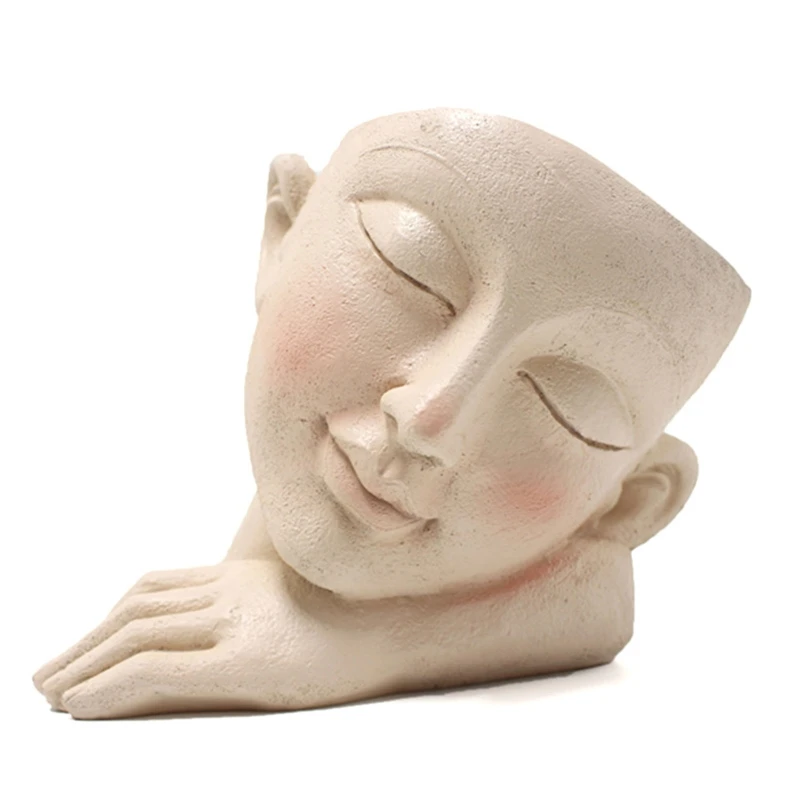

Flower Pot Character Human Face Vase Resin Succulent Plant Pots Sleeping Female Portrait Tabletop Balcony Flower Dropship