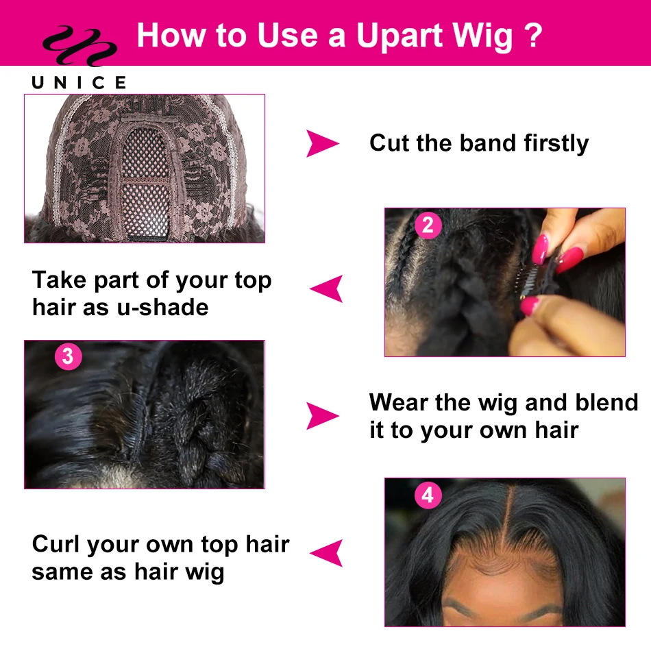 UNice Hair 180% Density U Part Wig 100% Human Hair Body Wave Wigs Real Scalp Easy Blend U-Part Wig Beginner Friendly Human Wigs human hair wig