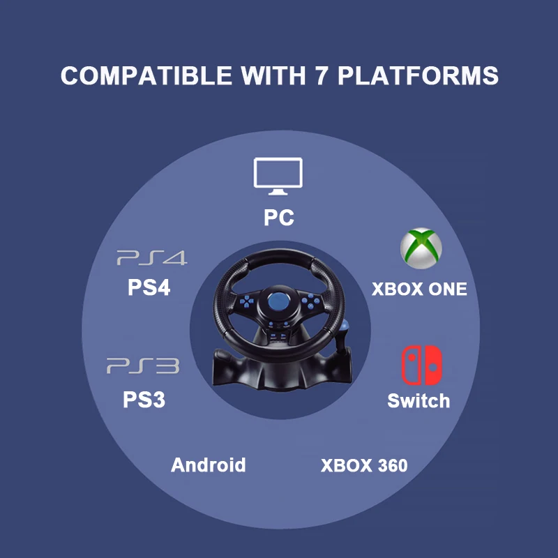 Gaming-Lenkrad PC Steam Game Racing Wheel Controller für PS4 / Switch /  Xbox One / Xbox 360 Vibrationspedal beschleunigen 180¡ã