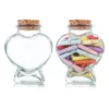 2 Pcs Heart Bottles Wishing Glass Jar with Cork Heart-shaped Transparent Travel Holy Water 1