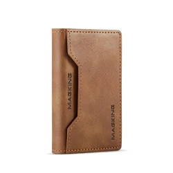 Premium PU Leather Trifold Magnetic Card Holder Wallet with Multi - Card Slots - MAGKING K2 Wallet (Brown)