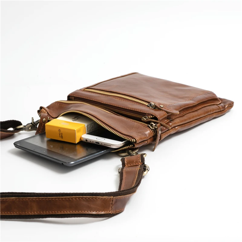 Genuine Leather Men's Crossbody Shoulder Bag - Stylish Messenger Bag