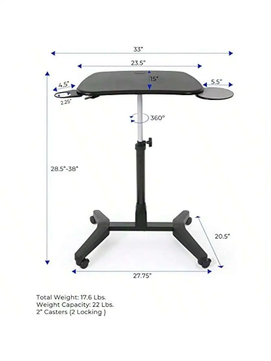 Stand Steady Cruizer Express Mobile Podium | Portable Laptop Stand with Pull Out Mouse Pad and Cup Holder | Pneumatic Si 6