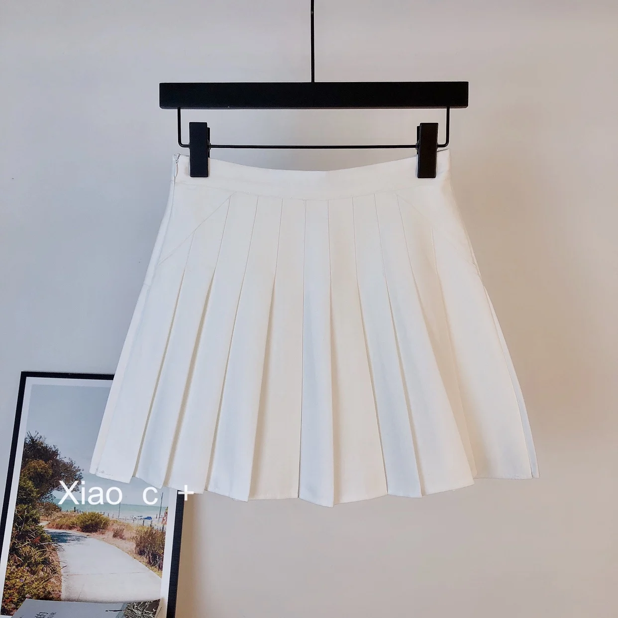 Jupe,Jupe pliss?�e demi-longueur pour femme, mat?�riel de costume, jupe courte blanche sauvage 