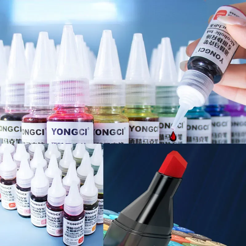 56 Color 20ML Alcohol Marker Ink Refill Touch Universal Dropper Environmental Protection Art Painting Stationery Accessories