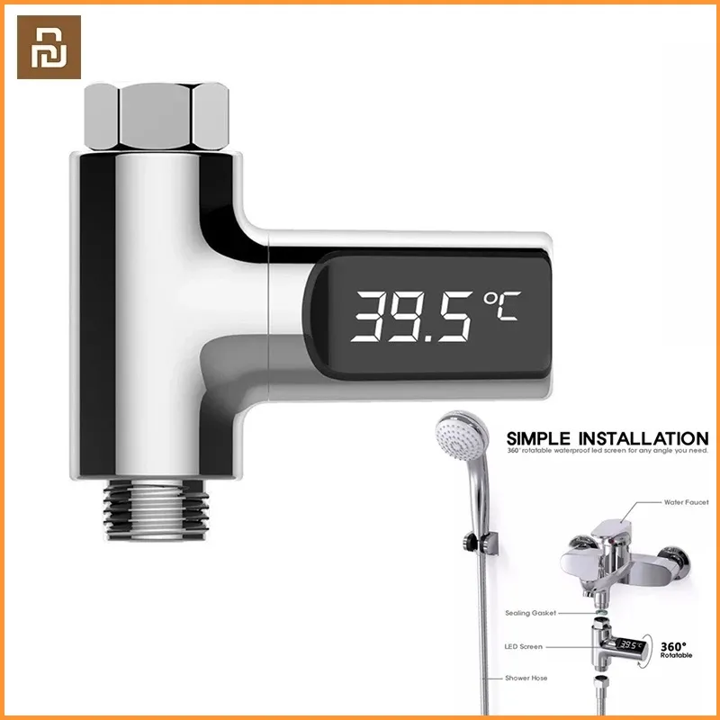 Willstar Shower Thermometer Led Digital Display Baby Bath Water Fahrenheit  Celsius Thermometer 360 Degrees Rotating Screen for Home Bathroom Kitchen  (Silver) 