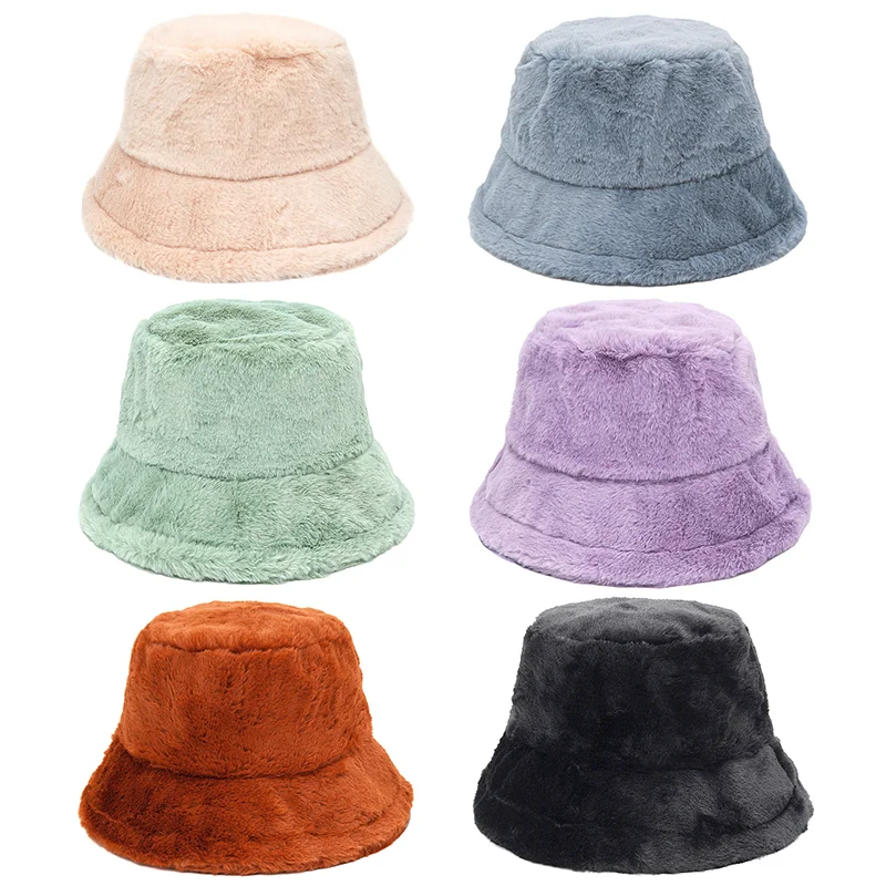 Bucket Winter Hats Women Winter Hat Bucket Faux Fur Bucket Hat