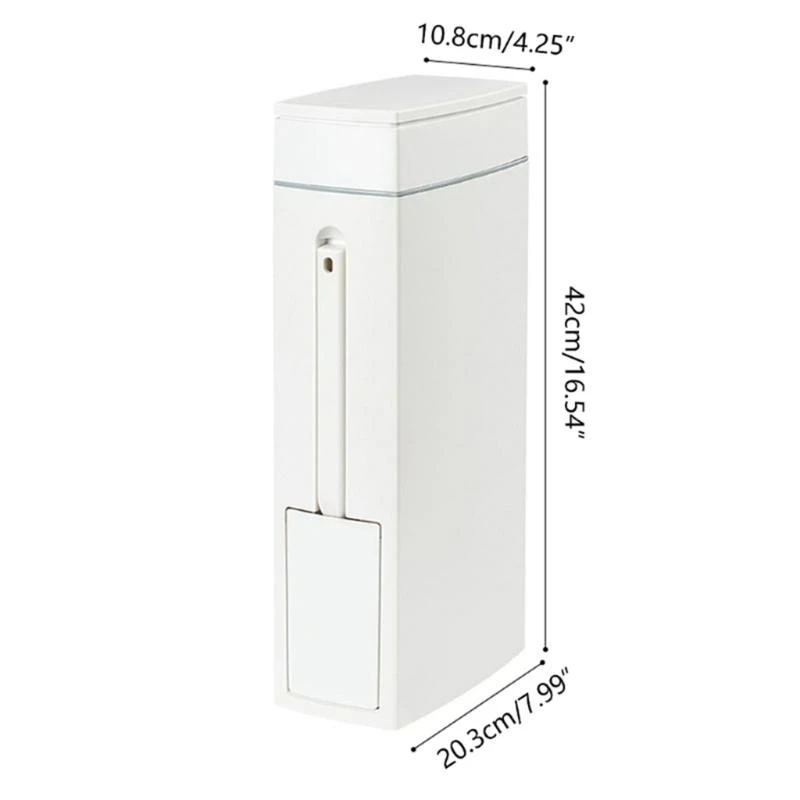화장실 브러시 홀더가 있는 슬림형 쓰레기통 직사각형 현대식 쓰레기통 욕실