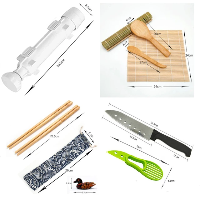 Sushi Maker Kit Sushi Bazooka Maker with Bamboo Mats Chopsticks Avocado  Slicer Paddle Sushi Knife DIY Sushi Roller Machine