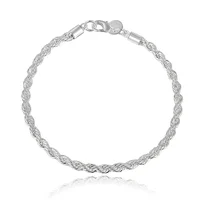 Breloque en argent sterling 925 pour hommes et femmes, accessoires, 4MM, 40-60cm, 2 pièces, chaîne en corde, collier, Bracelet, mode, cadeau de mariage, bijoux 2