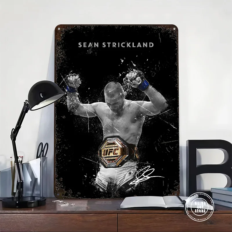 Sean Strickland 틴플레이트 포스터 맞춤형 벽 장식 빈티지 메탈 사인 레트로 틴 플라크 모던 홈 데코레이션 럭셔리 하우스