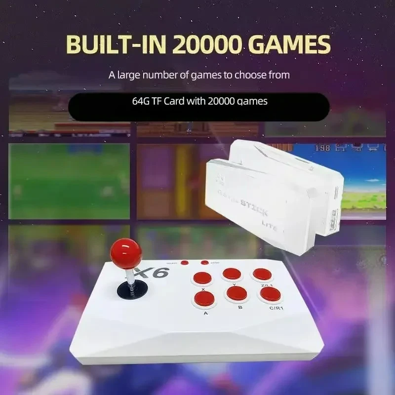Neue X6-Videokonsole 4K HD 64GB 2.4G Wireless Doppel-Rocker TV-Gamestick 20000 Retro-Spielekonsolen_voghion.com