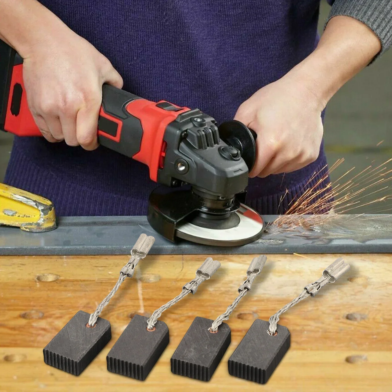 Carbon Brushes 4pcs 5x10x16mm for Angle Grinder WQ 1400/WQ 1000/WQ Generic Electric Motor Coal Brush Power Tool Accessory carbon brushes