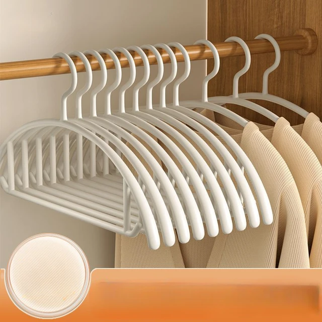 10pcs Adult Wide Shoulder Clothes Hangers Non Marking Non Slip Plastic  Hanger Large Pants Rack With Hook Wet And Dry For Balcony - AliExpress